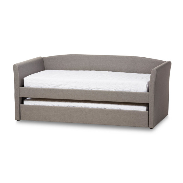 Baxton Studio Camino Modern Grey Upholstered Daybed with Guest Trundle Bed 131-7309